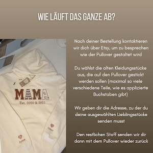 MAMA/PAPA Keepsake-Pullover bestickt mit Babykleidung, personalisierbar, Andenken, Geschenk, Applikation, nachhaltig, ökologisch Bild 3