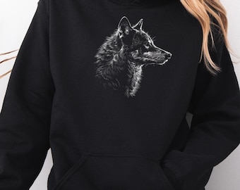 Wolf Hoodie, Perfect Gift for Wolf Lovers, Wolf Sweatshirt for Animal Enthusiasts, Wild Wolf Face Sweatshirt, Wolf Dad Hoodie