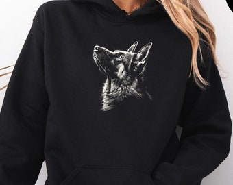 German Shepherd Hoodie, Gift for German Shepherd Owner, German Shepherd Sweatshirt Dog Lover, Dog Face Sweatshirt, Dog Dad Sweatshirt