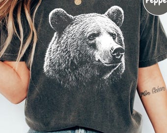 Bear Shirt, Bear Gifts, Comfort Colors Tee, Cute Animal Graphic Tee, Cozy Gift for Nature Lovers & Wildlife Fans, Animal Lover Tshirt Bear