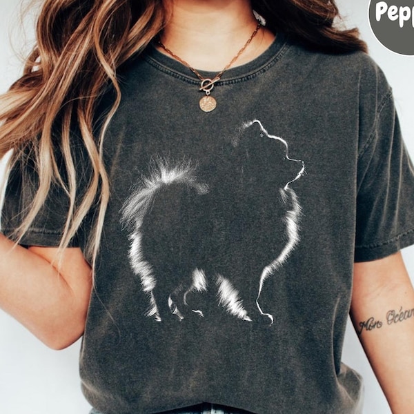 Pomeranian Silhouette Comfort Colors T shirt, Pomeranian Shirt, Pomeranian Gifts, Gift for Pomeranian Owner, Pom Dog Shirt Pommy Mommy Shirt