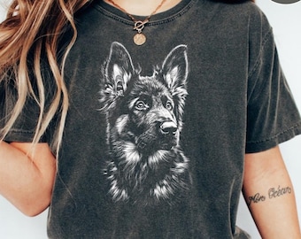 Deutscher Schäferhund Silhouette Comfort Farben T-Shirt, Schäferhund Tshirt, Geschenk für Schäferhund Besitzer, Schäferhund Shirt Hundeliebhaber