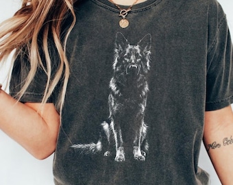 German Shepherd Silhouette Comfort Colors T Shirt, German Shepherd Tshirt, Gift for German Shepherd Owner, German Shepherd Shirt Dog Lover
