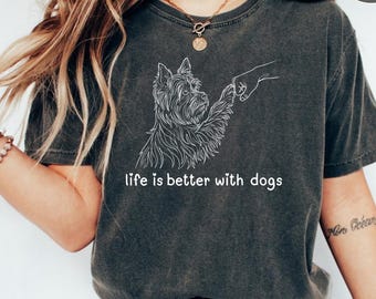 Life Is Better With Dogs Shirt, Funny Dog Lover Paw Friend Fist Bump Animal Lover Tee, Dog Owner Gift, Comfort Colors T-Shirt