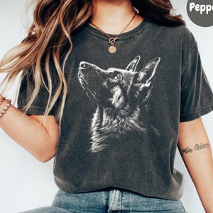 German Shepherd Silhouette Comfort Colors T Shirt, German Shepherd Tshirt, Gift for German Shepherd Owner, German Shepherd Shirt Dog Lover