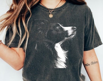 Camiseta Border Collie Silhouette Comfort Colors, Camiseta Border Collie Presentes Border Collie, Presente para Proprietário de Border Collie, Camisa Border Collie