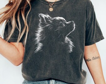 Pomeranian Silhouette Comfort Colors camiseta, camisa de Pomeranian, regalos de Pomeranian, regalo para el propietario de Pomeranian, camisa de perro Pom Pommy mami camisa