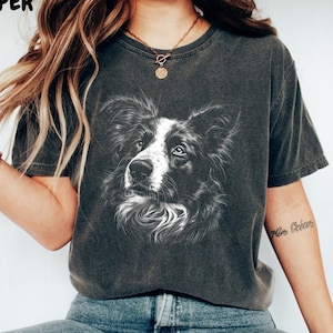 Border Collie Silhouette Comfort Colors T Shirt, Border Collie Tshirt Border Collie Gifts, Gift for Border Collie Owner, Border Collie Shirt image 1