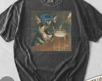 Lustiger Schäferhund, der Bier trinkt Shirt, dummes sarkastisches GSD Neuheit Meme Grafik-T-Stück, lustiges Hund Geschenk Männer Frauen, T-Shirt