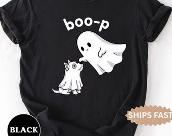 Comfort Colors Cute Ghost Dog Shirt, Boo-P Halloween T-shirt, Funny Dog Lover Shirt, Spooky Season Shirt, Pet Owner Halloween Gift