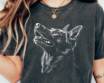 German Shepherd Silhouette Comfort Colors T Shirt, German Shepherd Tshirt, Gift for German Shepherd Owner, German Shepherd Shirt Dog Lover
