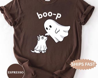 Comfort Colors Cute Ghost Dog Shirt, Boo-P Halloween T-shirt, Funny Dog Lover Shirt, Spooky Season Shirt, Pet Owner Halloween Gift
