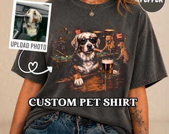 Funny Custom Dog Drinking Beer Shirt, Silly Sarcastic Personalized Photo Novelty Meme Graphic Tee, Funny Dog Gift Men Women, T-Shirt