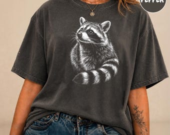 Raccoon Silhouette Comfort Colors Shirt, Raccoon Tshirt, Gift for Raccoon Lover, Raccoon Animal Lover T-Shirt