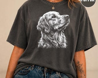 Golden Retriever Silhouette Comfort Colors Shirt, Golden Retriever Tshirt, Gift for Golden Owner, Golden Dog Lover T-Shirt