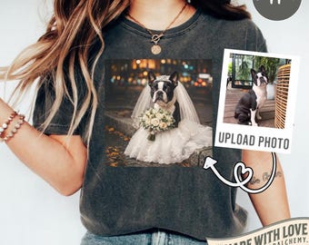 Custom Dog Bride Shirt, Funny Personalized Photo Feral Bride To Be Bridesmaid Gift, Just Engaged Dog Mom Silly Shirt, Comfort Colors T-Shirt