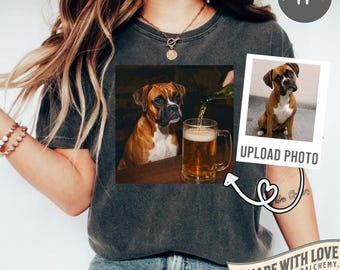 Funny Custom Dog Drinking Beer Shirt, Silly Sarcastic Personalized Photo Novelty Meme Graphic Tee, Funny Dog Gift Men Women, T-Shirt