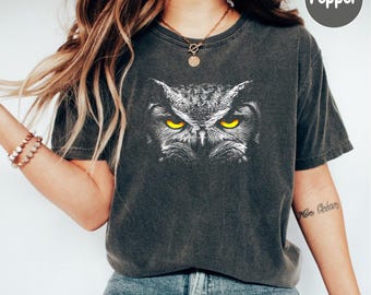 Eulen-Shirt, Eulen-Liebhaber-Grafik-Hemd, Retro Eulen-Hemd für Tierliebhaber, Vogelbeobachter-T-Shirt Geschenkidee, Eulen-Liebhaber-Geschenk, Eulen-T-Shirt, Komfortfarben