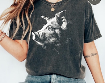 Pig Shirt, Pig Lover Tee, Comfort Colors Farm Pig Graphic, Gift for Pig Owners, Pet Parent Animal Shirt, Barnyard Animal Illustration