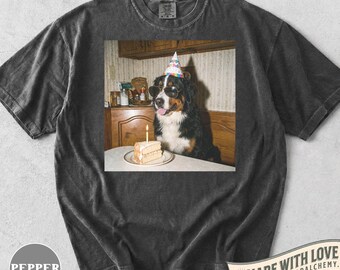 Grappig T-shirt voor een verjaardag met een Berner Sennenhond, retro feestshirt voor honden, cadeau voor Berner Sennenhond-liefhebbers, schattige kleding voor hondenmoeders, cadeau voor huisdiereigenaren
