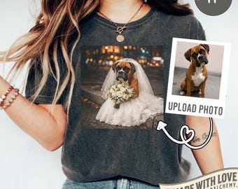 Custom Dog Bride Shirt, Funny Personalized Photo Feral Bride To Be Bridesmaid Gift, Just Engaged Dog Mom Silly Shirt, Comfort Colors T-Shirt