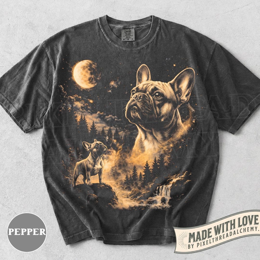 French Bulldog Howling Moon Vintage Shirt, Funny 90s Full Moon Frenchie ...
