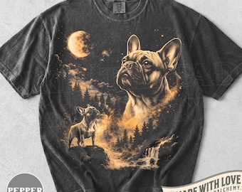 French Bulldog Howling Moon Vintage Shirt, Funny 90s Full Moon Frenchie Retro Graphic Tee, Frenchie Lover Gift, T-Shirt