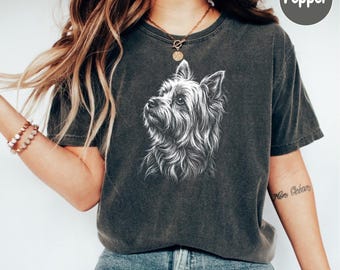 Camiseta Yorkie Silhouette Comfort Colors, Camiseta Yorkshire Terrier, Regalo para dueños de Yorkies, Camiseta para amantes de los perros Yorkie