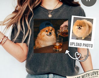 Funny Custom Dog Drinking Beer Shirt, Silly Sarcastic Personalized Photo Novelty Meme Graphic Tee, Funny Dog Gift Men Women, T-Shirt