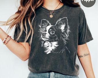 Papillon Silhouette Comfort Colors T Shirt, Papillon Tshirt, Gift for Papillon Owner, Papillon Shirt Dog Lover, Papillon Shirt, Papillon