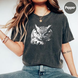 Uil shirt, uil minnaar grafisch shirt, retro uil shirt voor dierenliefhebber, Birdwatcher T-shirt cadeau idee, uil minnaar cadeau, uil T-shirt, comfort kleuren