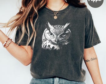 Eulen-Shirt, Eulen-Liebhaber-Grafik-Hemd, Retro Eulen-Hemd für Tierliebhaber, Vogelbeobachter-T-Shirt Geschenkidee, Eulen-Liebhaber-Geschenk, Eulen-T-Shirt, Komfortfarben
