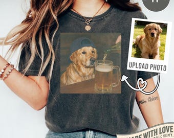 Lustiges kundenspezifisches Hundetrinkendes Bier-Hemd, albernes sarkastisches personalisiertes Foto-Neuheits-Meme-Grafik-T-Stück, lustiges Hundegeschenk-Männer Frauen, T-Shirt
