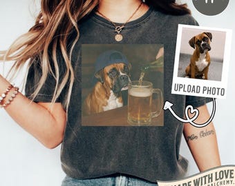Lustiges kundenspezifisches Hundetrinkendes Bier-Hemd, albernes sarkastisches personalisiertes Foto-Neuheits-Meme-Grafik-T-Stück, lustiges Hundegeschenk-Männer Frauen, T-Shirt