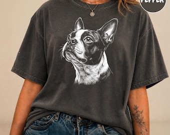 Boston Terrier Silhouette Comfort Colors Shirt, Boston Terrier Tshirt, Gift for Boston Owner, Boston Dog Lover T-Shirt