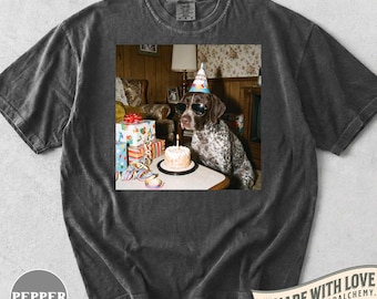 Grappig T-shirt voor een verjaardag met een Duitse korthaarpointer, retro feestshirt voor honden, cadeau voor GSP-liefhebbers, schattige kleding voor hondenmoeders, cadeau voor huisdiereigenaren