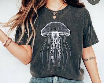 Jellyfish Shirt, Jellyfish Lover Tee, Comfort Colors Style Ocean Graphic, Gift for Marine Life Fans, Animal Lover Apparel, Sea Creature
