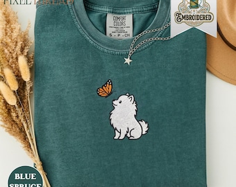 Pomeranian Embroidered Shirt, Funny Pom Cute Animal Graphic Tee, Dog Lover Gift, Comfort Colors T-Shirt