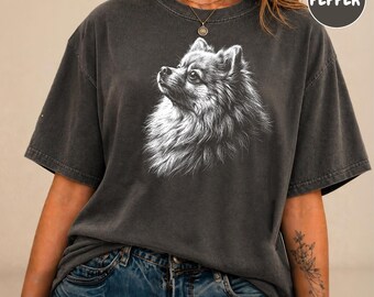 Pomeranian Silhouette Comfort Colors Shirt, Pomeranian Tshirt, Gift for Pomeranian Owner, Pom Dog Lover T-Shirt