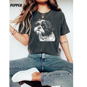 Niedliches Shih Tzu Silhouette Komfort Farben T-Shirt, cooles Shih Tzu Shirt, Shih Tzu Tshirt, Geschenk für Shih Tzu Besitzer, Shih Tzu Shirt Hundeliebhaber