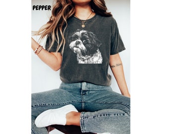 Cute Shih Tzu Silhouette Comfort Colors T Shirt, Cool Shih Tzu Shirt, Shih Tzu Tshirt, Gift for Shih Tzu Owner, Shih Tzu Shirt Dog Lover