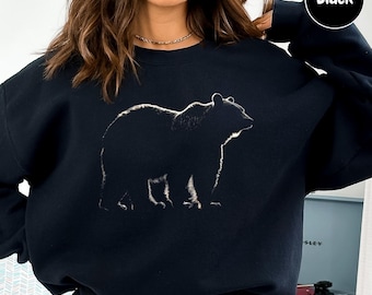 Bear Sweatshirt, Wildlife Lover Crewneck, Nature Enthusiast Pullover, Gift for Outdoor Fans, Animal Lover Apparel with Bear Illustration