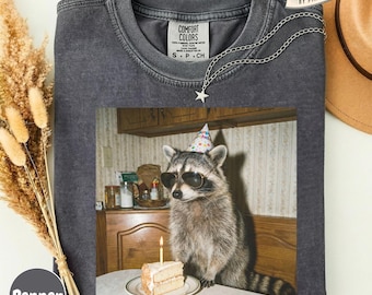 Funny Raccoon Birthday Shirt, Retro Animal Party Tee, Raccoon Lover Gift, Cute Animal Lover Apparel, Wildlife Gift