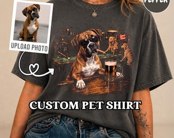 Funny Custom Dog Drinking Beer Shirt, Silly Sarcastic Personalized Photo Novelty Meme Graphic Tee, Funny Dog Gift Men Women, T-Shirt