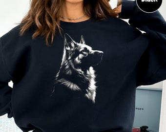 German Shepherd Sweatshirt, Gift for German Shepherd Owner, German Shepherd Sweatshirt Dog Lover, Dog Face Sweatshirt, Dog Dad Sweatshirt
