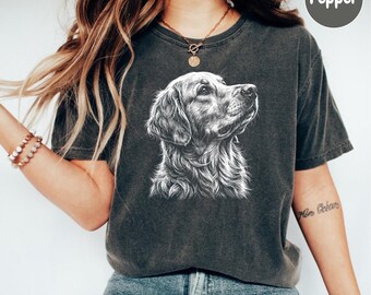 Camiseta con silueta de Golden Retriever en colores cómodos, camiseta de Golden Retriever, regalo para dueños de Golden Retriever, camiseta para amantes de los perros Golden Retriever