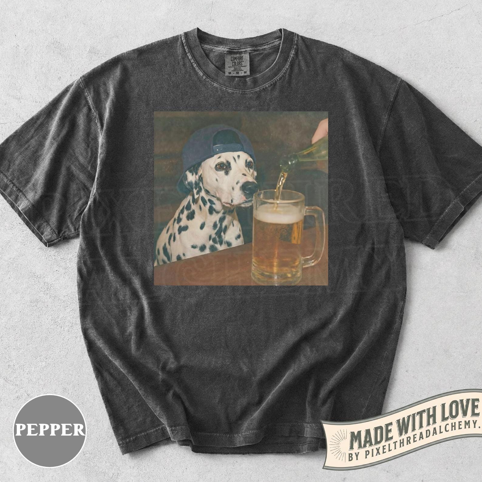 Funny Dalmatian Drinking Beer Shirt, Silly Sarcastic Dalmatian