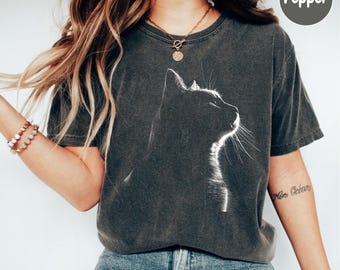 Cat Shirt, Cat Tshirt, Kitty T-Shirt, Gift for Cat Owner, Gift For Cat Lover, Cat Mom Shirt, Cat Dad Gift, Kitten Silhouette T-Shirt Gift