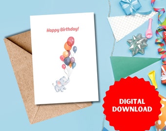 Happy Birthday Card, Greetings Card, Kids Birthday Cards, Printable Card, Instant Download PDF, Digital Download PDF, Foldable Card