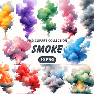 Rauch Clipart Sammlung, explodierender Smog PNG, Anime-Stil Rauch, bunte Dämpfe Transparente Hintergrund Clipart, freie kommerzielle Nutzung